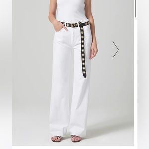 Citizens of humanity button fly “Annina” trouser jeans in creamy white